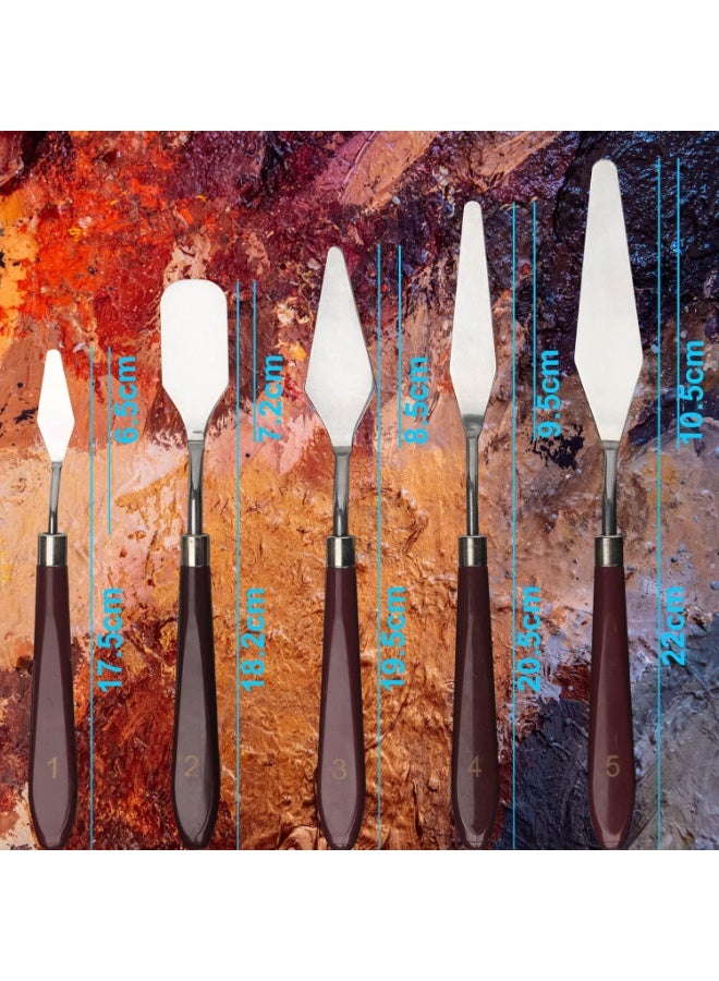 5 Piece Palette knifes Painting Knife Set Supplies for Oil, Acrylic Paint,Cake Decorating,Stainless Steel Pallet Knife Paint Knife Art  for Various Types of Painting,ColorMixing,Smearing ﻿ - Image 2